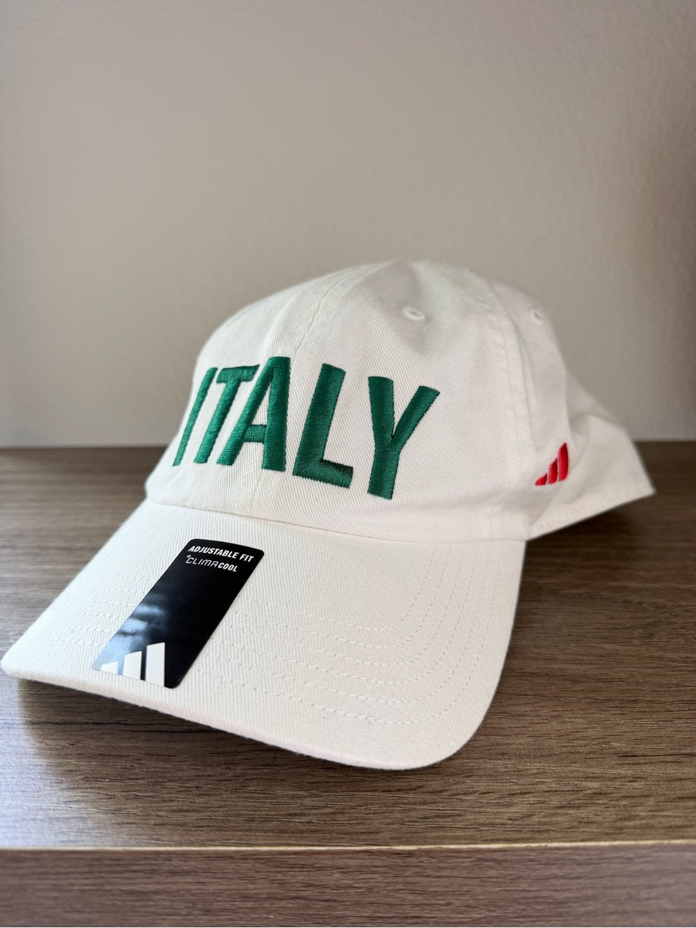 Adidas Italy Soccer White Green Adjustable ClimaCool Cap NWT